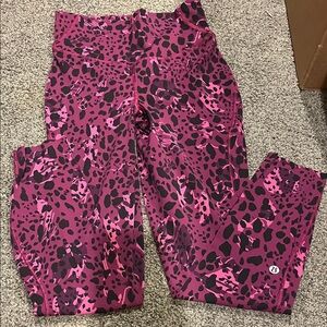 Lululemon Pink and Black Leopard Print Leggings
